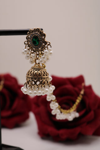 Shramya Gold-plated White Pearl Bahubali Earring