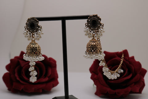 Shramya Gold-plated White Pearl Bahubali Earring