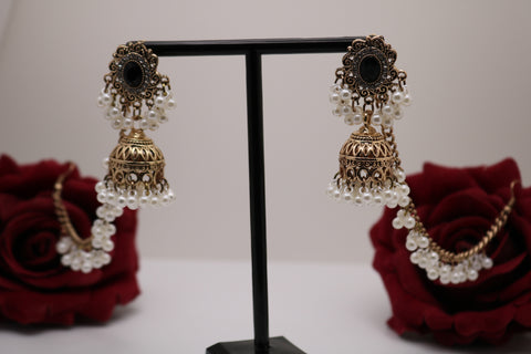 Shramya Gold-plated White Pearl Bahubali Earring