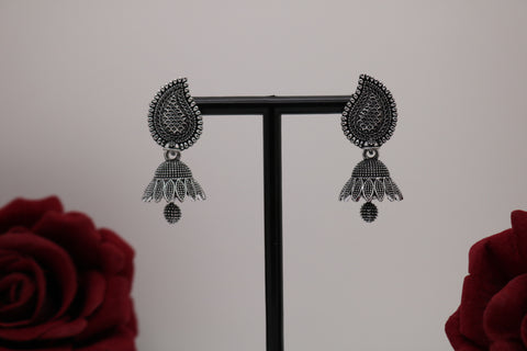 Shramya Oxidized Silver Plated Small Earrings/ Small Jhumka