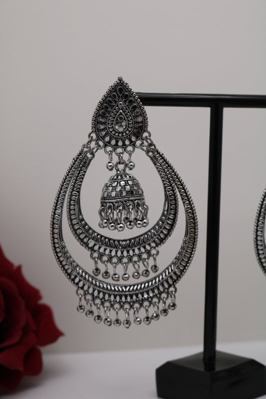 Shramya German Silver Big Chandbali Earring