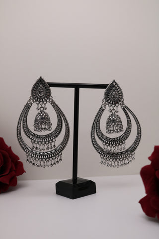 Shramya German Silver Big Chandbali Earring