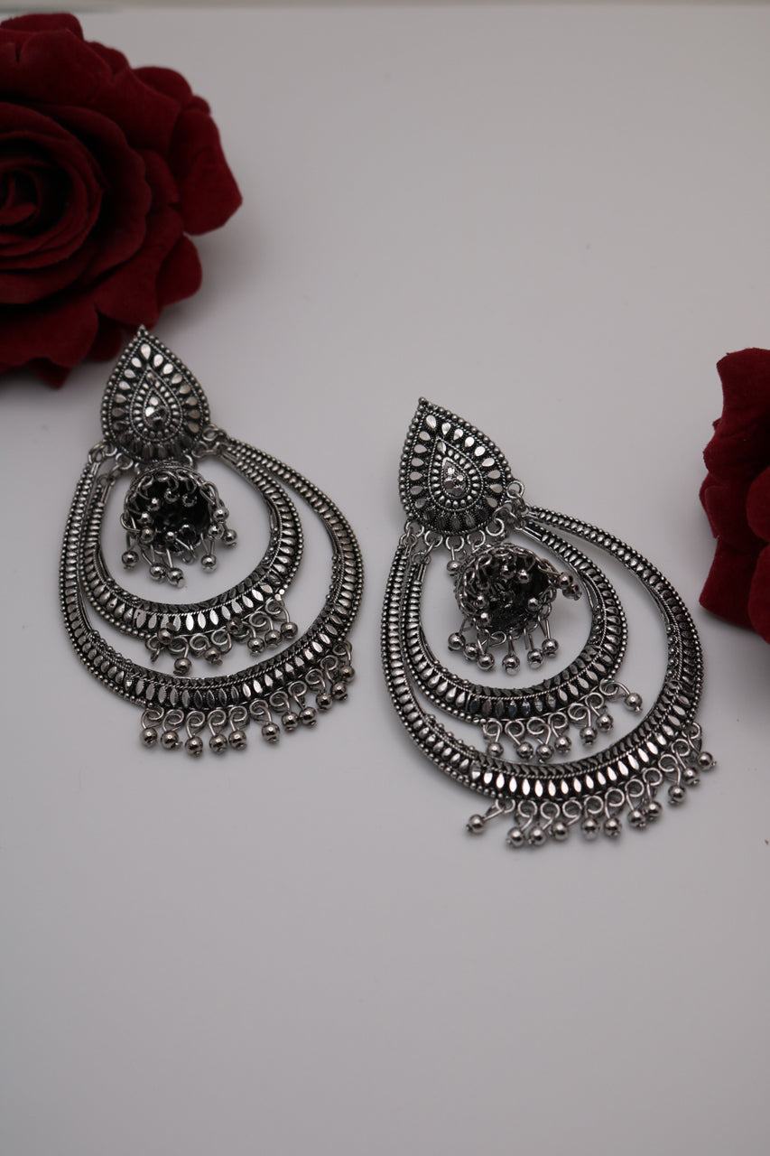 Shramya German Silver Big Chandbali Earring