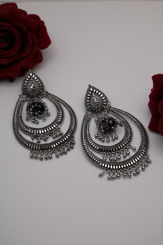 Shramya German Silver Big Chandbali Earring