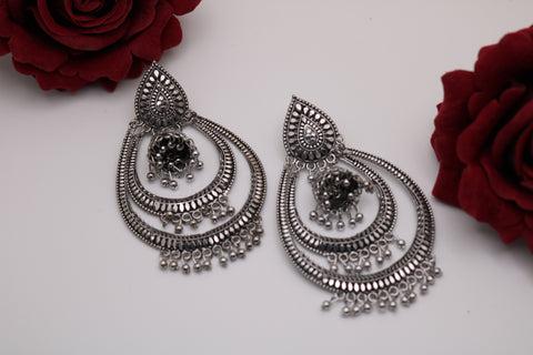 Shramya German Silver Big Chandbali Earring