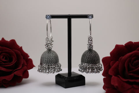 Shramya Oxidized Hoop Jhumka Earring