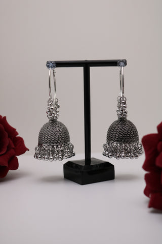 Shramya Oxidized Hoop Jhumka Earring