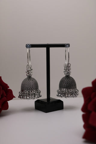 Shramya Oxidized Hoop Jhumka Earring