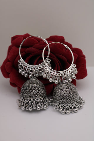 Shramya Oxidized Hoop Jhumka Earring