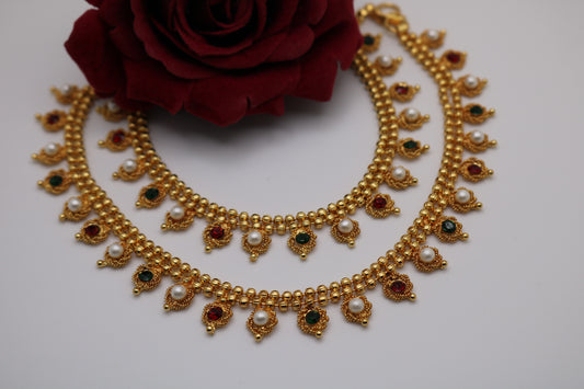 Shramya Gold-plated Multi-colored Anklet/Payal