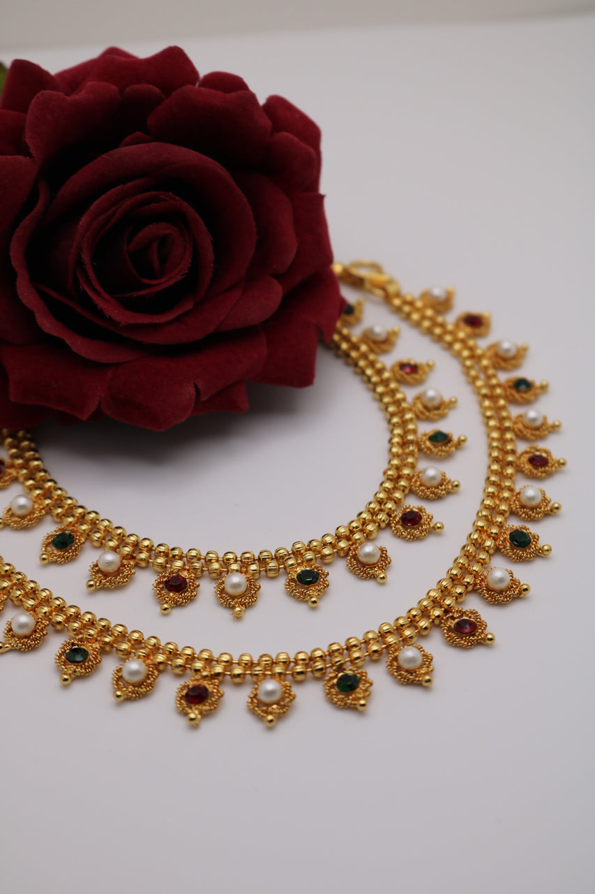 Shramya Gold-plated Multi-colored Anklet/Payal