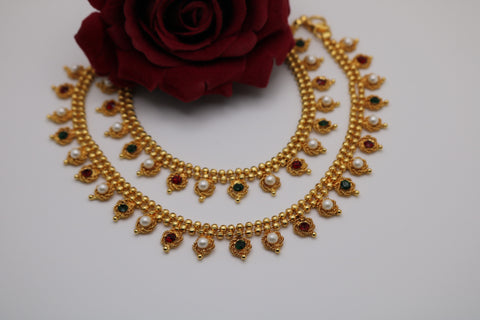 Shramya Gold-plated Multi-colored Anklet/Payal