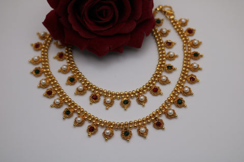 Shramya Gold-plated Multi-colored Anklet/Payal