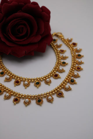 Shramya Gold-plated Multi-colored Anklet/Payal