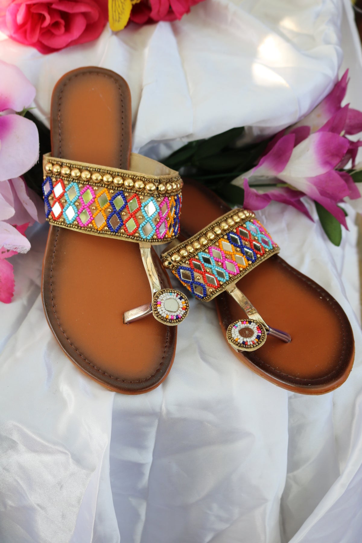 Shramya Kohlapuri Mirror Chappal – Handmade Traditional Slippers, Stylish Footwear for Women