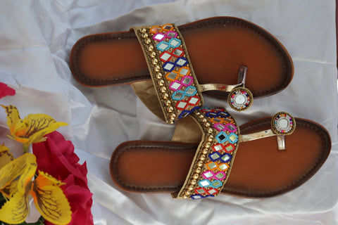 Shramya Kohlapuri Mirror Chappal – Handmade Traditional Slippers, Stylish Footwear for Women