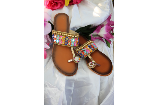 Shramya Kohlapuri Mirror Chappal – Handmade Traditional Slippers, Stylish Footwear for Women