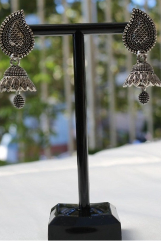 Shramya Oxidized Silver Plated Small Earrings/ Small Jhumka