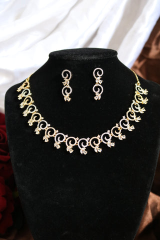 Shramya Gold and White Tone AD | CZ Necklace Set