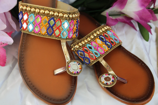 Shramya Kohlapuri Mirror Chappal – Handmade Traditional Slippers, Stylish Footwear for Women