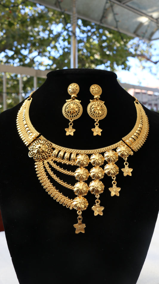 Shramya Gold Plated Traditional Indian Jewelry Necklace Set