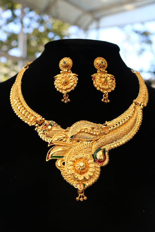 Shramya Gold Plated Traditional Jewelry Necklace Set