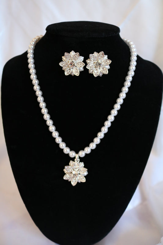 Shramya Strand Classic Simulated Pearl Necklace and Earring Jewelry Set