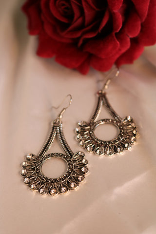 Shramya Oxidized Silver Plated Designer with Rhinestone Earring