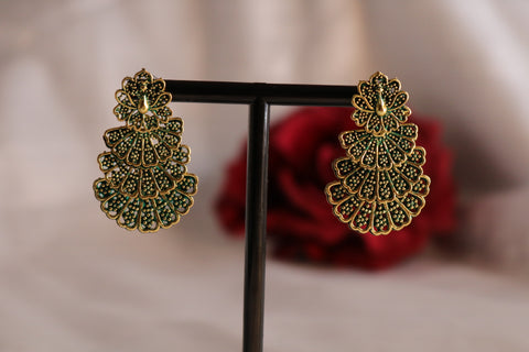 Shramya Green toned 3 Layer Peacock Earring