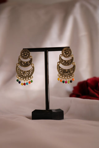 Shramya Multi-color Pearl Gold Plated Chandbalis Earring