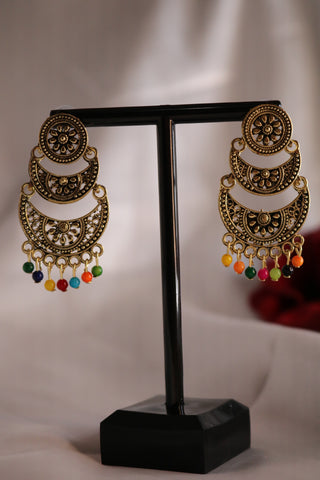 Shramya Multi-color Pearl Gold Plated Chandbalis Earring