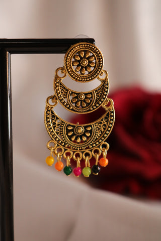 Shramya Multi-color Pearl Gold Plated Chandbalis Earring