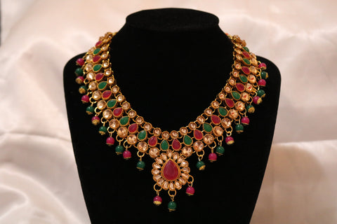 Shramya Multi-Color Kundan Choker Jewelry Set Ethnic Indian Traditional