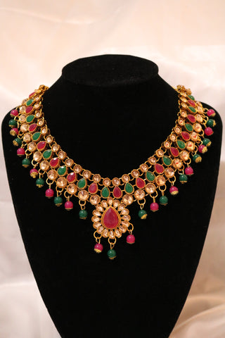 Shramya Multi-Color Kundan Choker Jewelry Set Ethnic Indian Traditional