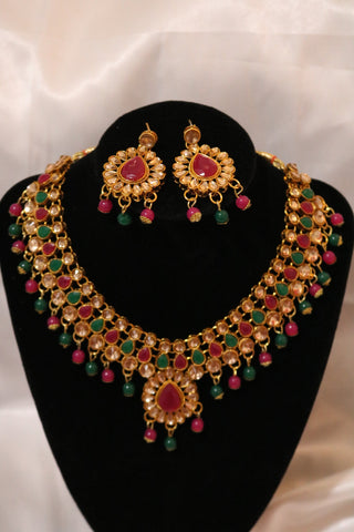 Shramya Multi-Color Kundan Choker Jewelry Set Ethnic Indian Traditional