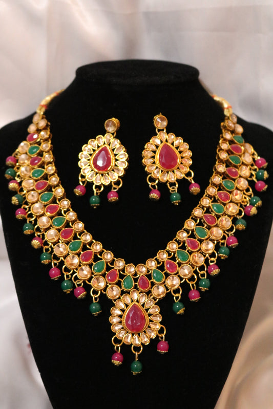 Shramya Multi-Color Kundan Choker Jewelry Set Ethnic Indian Traditional