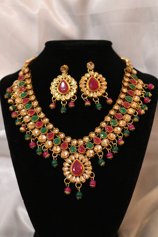 Shramya Multi-Color Kundan Choker Jewelry Set Ethnic Indian Traditional