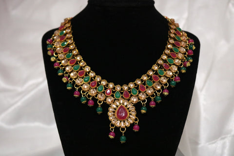 Shramya Multi-Color Kundan Choker Jewelry Set Ethnic Indian Traditional