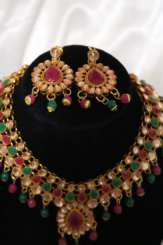 Shramya Multi-Color Kundan Choker Jewelry Set Ethnic Indian Traditional