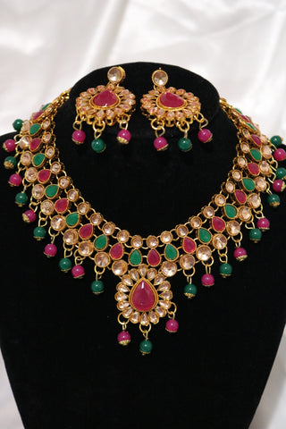 Shramya Multi-Color Kundan Choker Jewelry Set Ethnic Indian Traditional