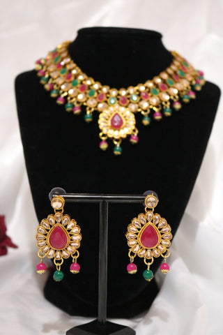 Shramya Multi-Color Kundan Choker Jewelry Set Ethnic Indian Traditional