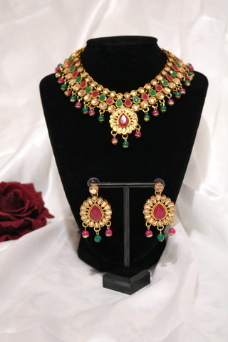 Shramya Multi-Color Kundan Choker Jewelry Set Ethnic Indian Traditional