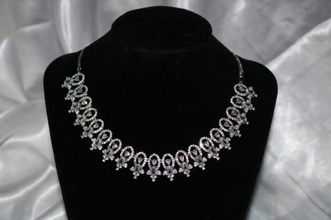 Shramya Silver CZ Necklace/ American Diamond Necklace Set