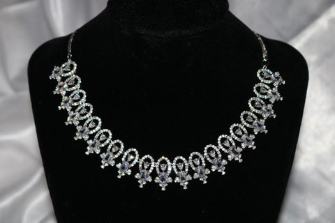 Shramya Silver CZ Necklace/ American Diamond Necklace Set