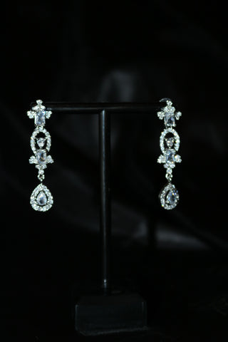 Shramya Silver CZ Necklace/ American Diamond Necklace Set