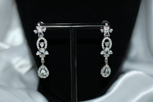 Shramya Silver CZ Necklace/ American Diamond Necklace Set