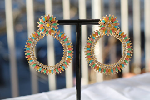 Shramya Multicolor Studded Chandbali Earring