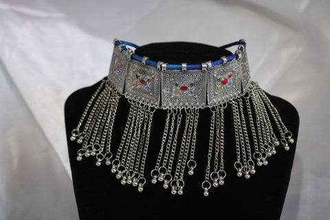 Shramya Silver Toned Multicolor Handcrafted Metal Choker