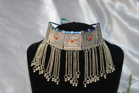 Shramya Silver Toned Multicolor Handcrafted Metal Choker