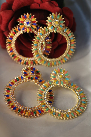 Shramya Multicolor Studded Chandbali Earring